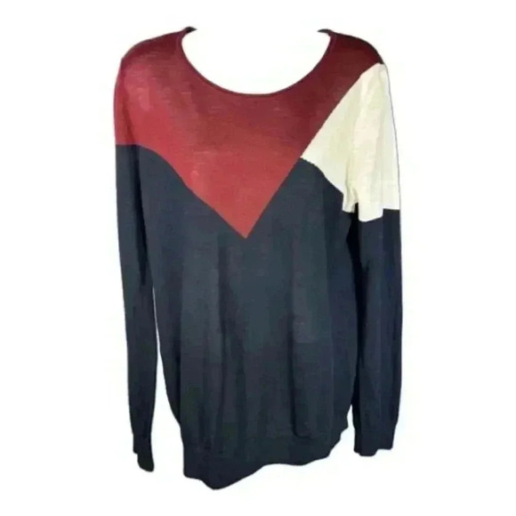 Sandro Paris Merino Wool Sweater Blue Women's Large Long Sleeve Round Neck 3 - Picture 3 of 5